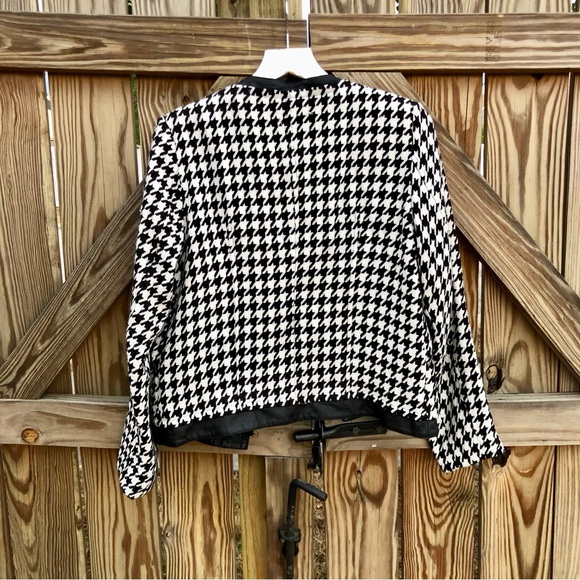 For Cynthia Houndstooth Jacket Coat Vegan Trim Sz.Medium - Picture 9 of 11